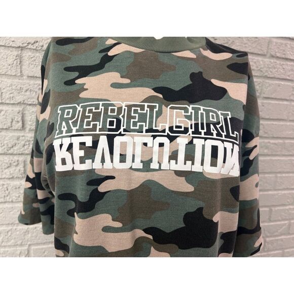 Divided H&M Women Camo Oversized Cropped High Neck Top Size XS - Picture 4 of 9